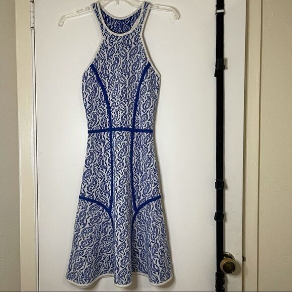Yigal Azrouel Blue Intarsia Paisley Knit Dress NEW - Picture 2 of 7